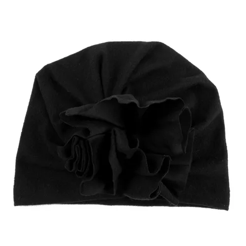 Black Новое модное платье с цветочным узором шапочка для новорожденного, для малыша с эластичной резинкой детская чалма Шапки, для девочек 10 лет, Цвета Хлопок Младенческая шапочка Кепки 1 предмет - Цвет: Black