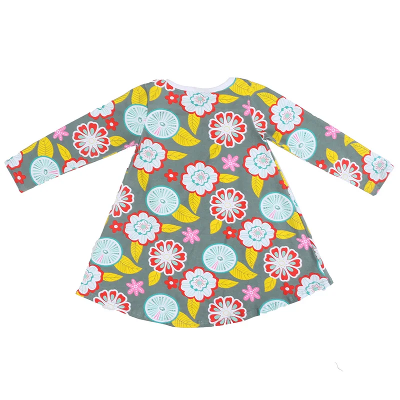 Kaiya Angel 2017 Princess Girl Dresses Baby Winter Dress Toddler Clothing Long Sleeve Floral Print Factory wholesale | Детская одежда и