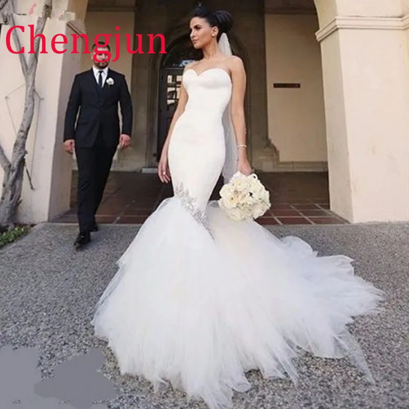 Chengjun западное женское свадебное платье с длинным рукавом и бусинами