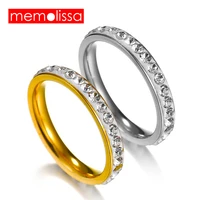 memolissa goldsilver color crystal 3mm wedding rings for women men stainless steel engagement ring