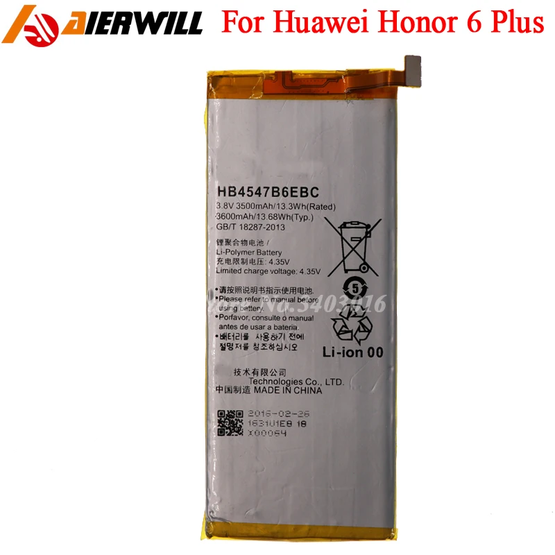 Аккумулятор HB4547B6EBC для Huawei Ascend Honor 6 Plus PE TL20 UL00 TL10 CL00 аккумулятор 3500 мАч|battery for