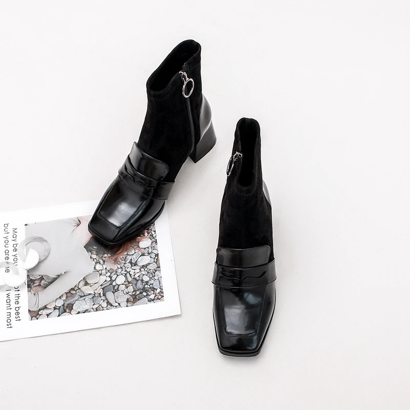 2019 весенне-осенние женские ботильоны на плоской подошве ботинки из натуральной