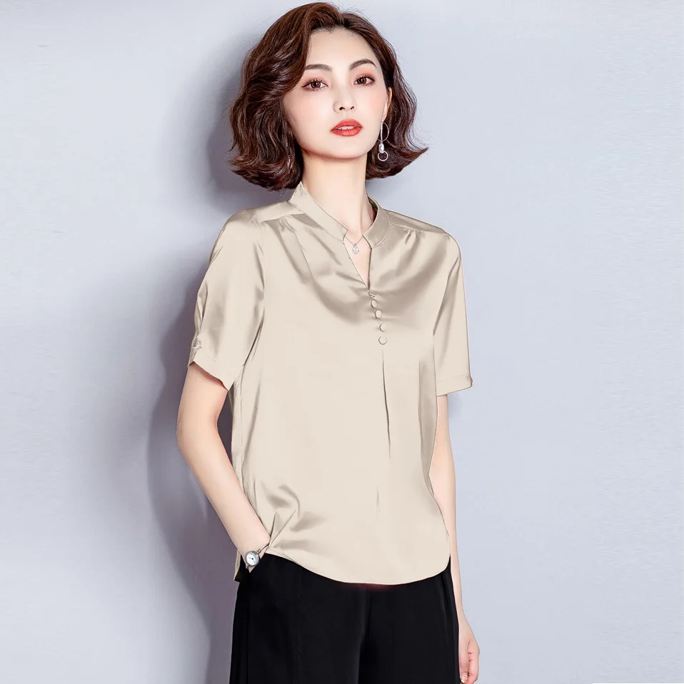 Summer Women Shirts Female Ladies New Short-sleeved Plus Size high-elastic Blouse Plain Candy Color Blusas Korean Femininas 4XL |
