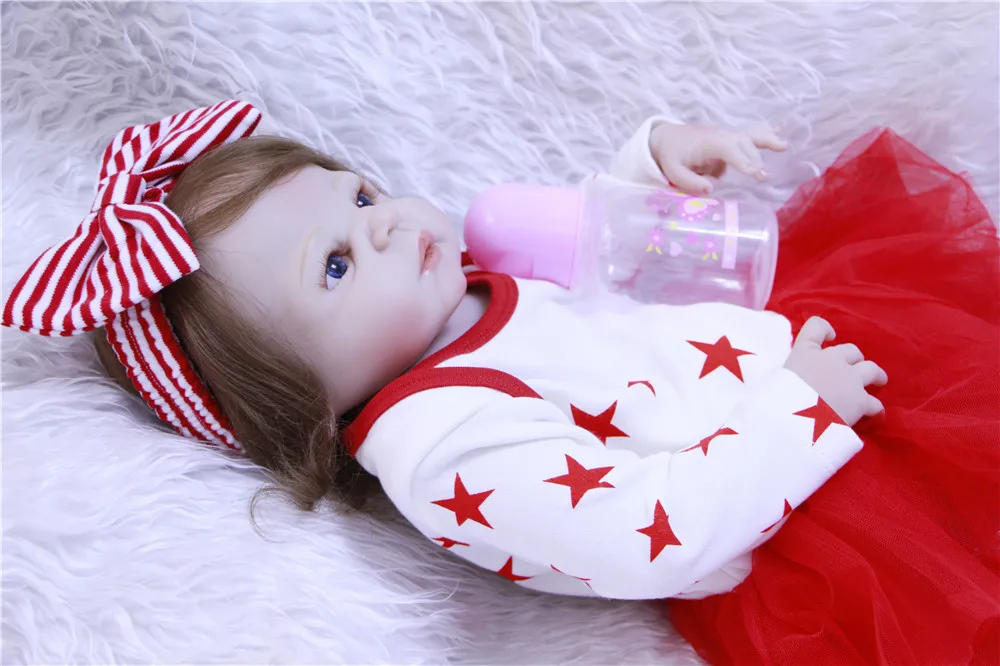 Полностью силиконовые куклы reborn GIRL 23 &quot57 см укорененные волосы bebe-reborn menina