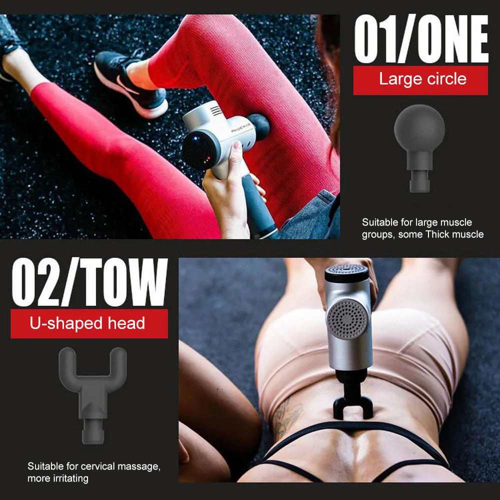 

Electronic Therapy Body Massage Gun Muscles Relaxing Relief Pains With 4 Heads 3 Level Brushless LED Massage Gun Body