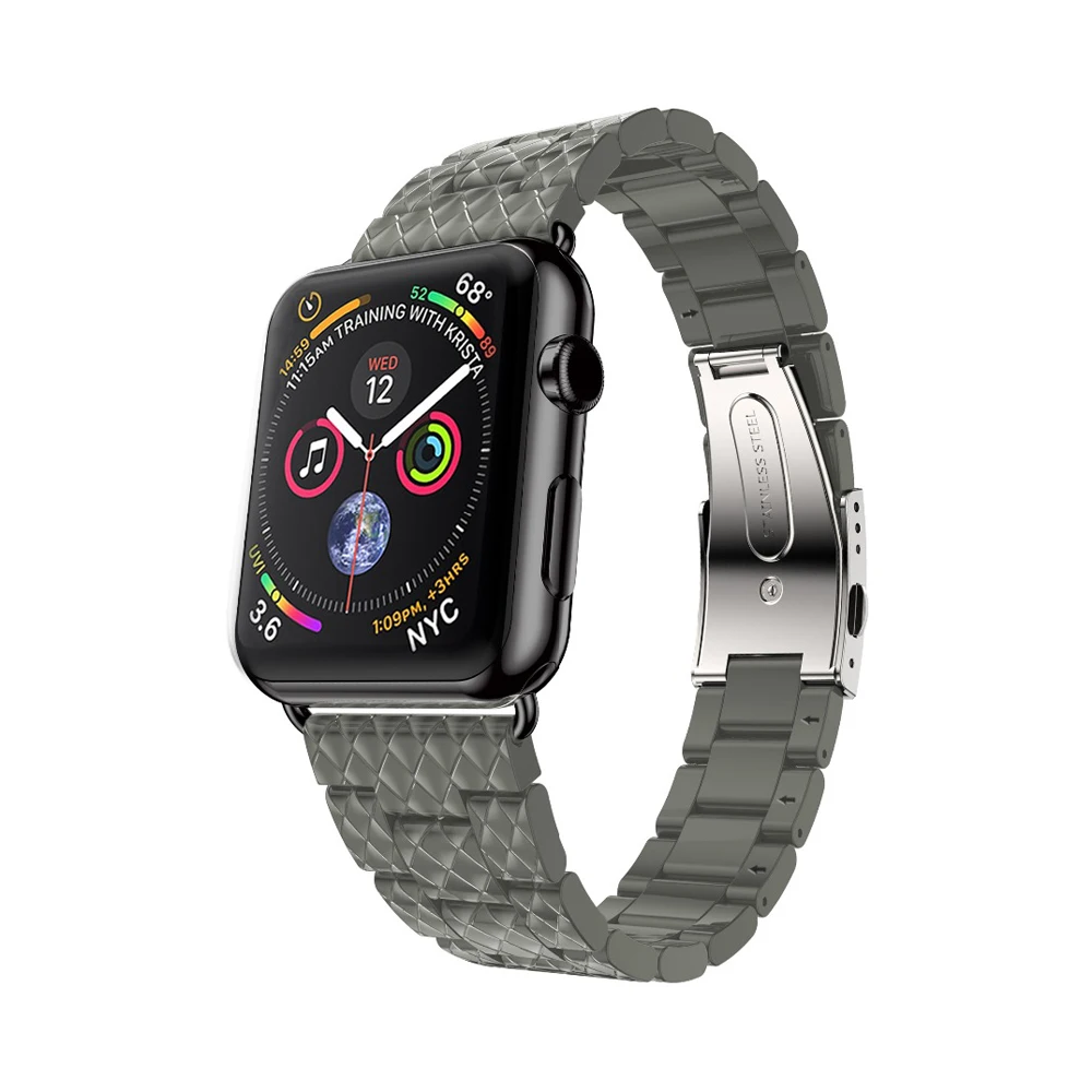 Ремешок из нержавеющей стали для Apple watch band 44 мм 40 люксовый браслет iwatch 42 38 series 3 4 5 se