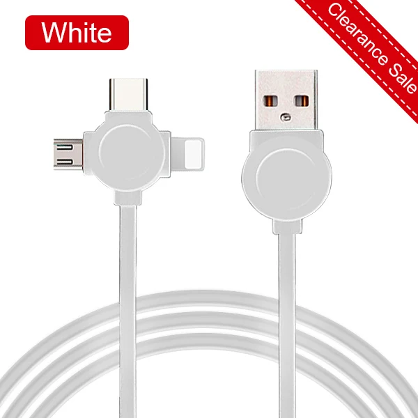 Белый ACCEZZ TPE usb зарядный кабель освещение для iPhone X 8 Plus Micro usb type-C для Xiaomi huawei samsung 3 в 1 быстрая линия зарядного устройства - Цвет: Белый