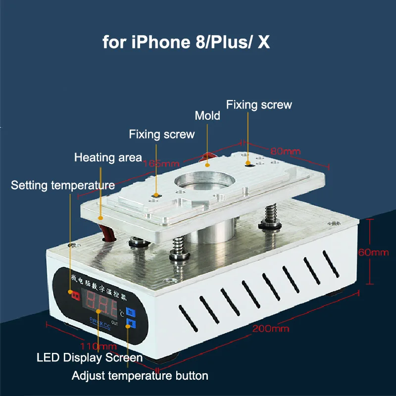 Разделительный станок для задней крышки стекла iPhone X 8G 8P с 3 шт. молдингов
