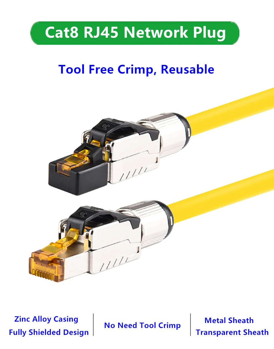 RJ45 разъем Cat8 сетевой обжимной адаптер 40G 2000MHz сетевой штекер экранированный RJ45 волоконная синхронизация Обжимной Сетевой Кабель