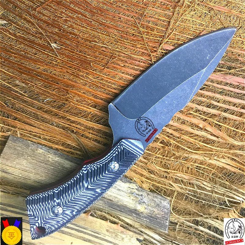 EVERRICH CS Черный stonewashed 440c Прямой отвал 59HRC высокой твердостью ся нож marc изделие G10 открытый лезвие