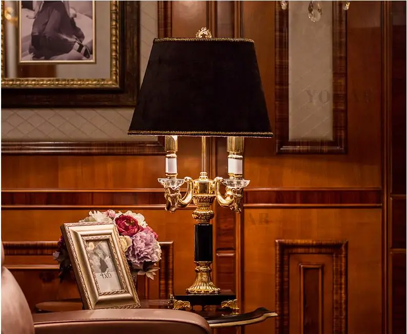 Высококачественная Роскошная модная Настольная лампа с черным кристаллом