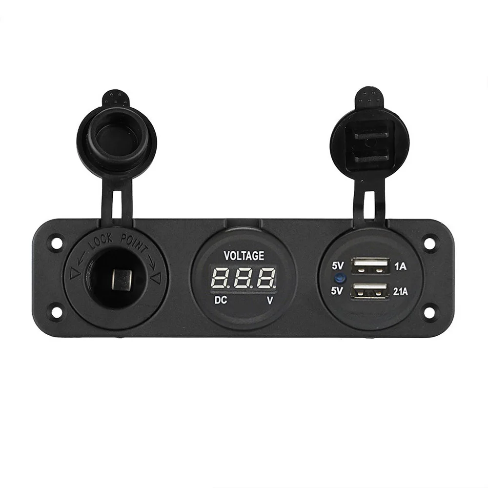 Цифровой вольтметр с двумя usb портами 12 В/24 В синий светодиодный дисплей разъем