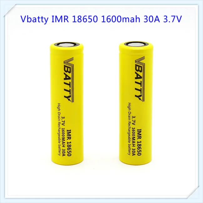 1600 мАч Vbatty IMR 18650 30A 3 7 В литий ионная аккумуляторная батарея с плоским верхом для