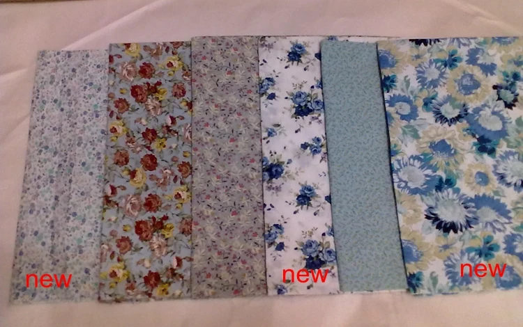 6pcs/lot 45x50cm 100% хлопка поплин расслоение ткани выстегивая винтаж серый синий