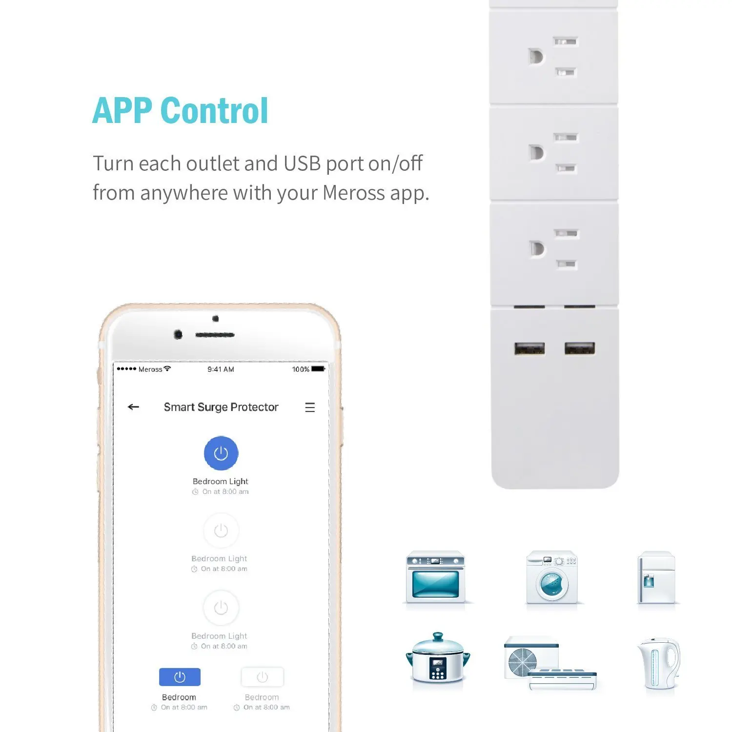 Wi-Fi Smart Power Strip Amazon Alexa Google Assistant &amp IFTTT Supported APP Remote Control With 3 AC Outlets and 2 USB | Обустройство