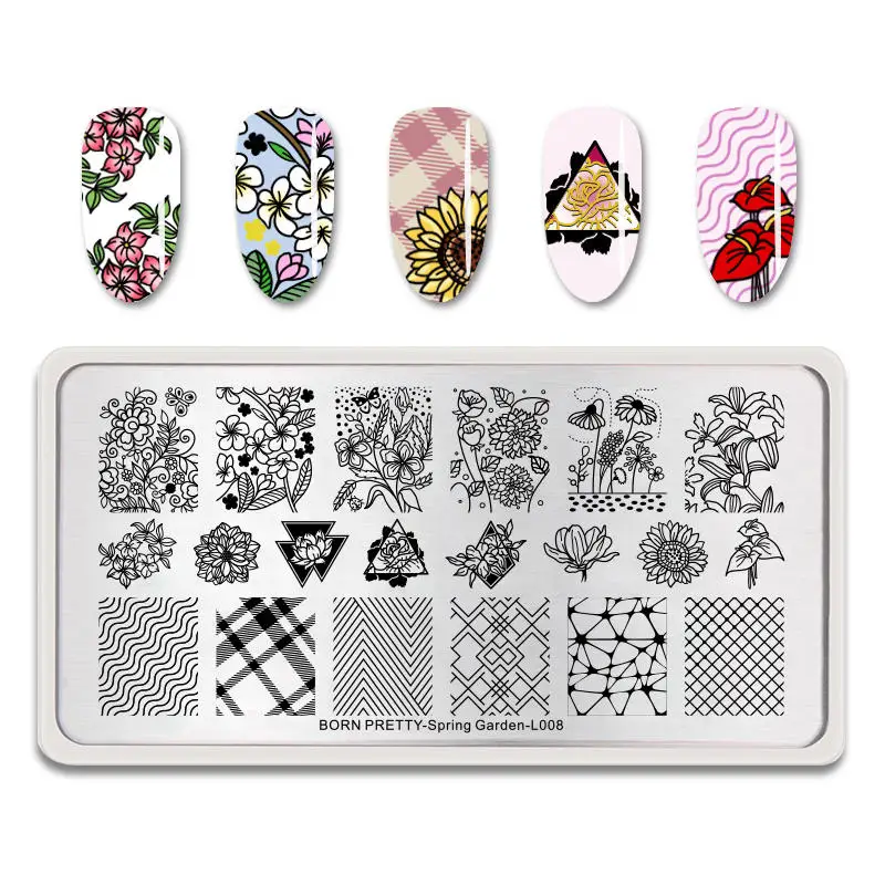 BP-S-L008 BORN PRETTY шаблон для ногтей цветок животное кактус бабочка аникорн изображение ногтей штамповка пластины инструменты для дизайна ногтей штамп 12x6 см - Цвет: BP-S-L008
