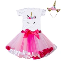unicorn baby dresses 2019 summer princess party unicorn rainbow tutu dress kids clothing infant baby birthday party ball gown