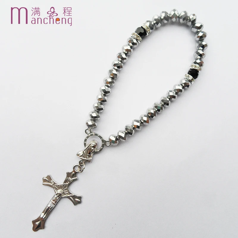 

33 Catholic Christ Jesus Virgin Mary cross bracelet religious Rosary Christian Jesus tasbih prayer beads glass bracelet jewelry