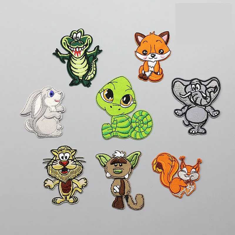 

8pcs/set lion animals embroidery patches kids applique for clothing DIY sewing iron embroidered decorative parches for clothing