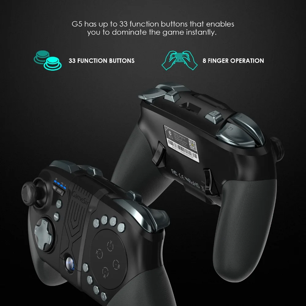 GameSir G5 Bluetooth 5,0 геймпад pubg мобильный контроллер Беспроводной трекпад Сенсорная панель с кронштейн джойстика для Android fortnite