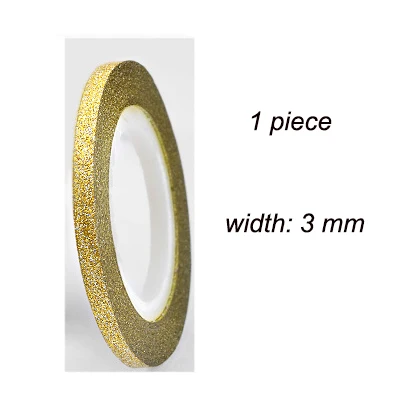 Golden 3mm 10 цветов клейкая лента для ногтей рулон 3 ширины рулон ленты для ногтей с блестящим украшением цветная лента для ногтей линия для нейл-арта LDL - Цвет: Golden 3mm