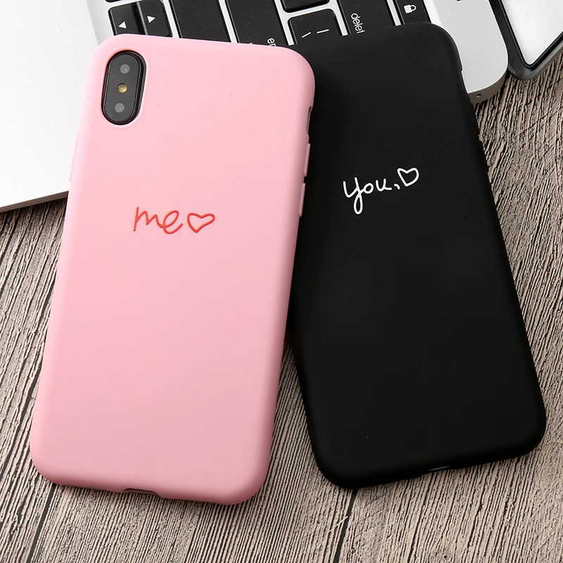 Модное поступление розовый и черный чехол для телефона с надписью You love Heart чехлы iphone 5 5s se 6 6S 7 8 Plus X XS Max XR