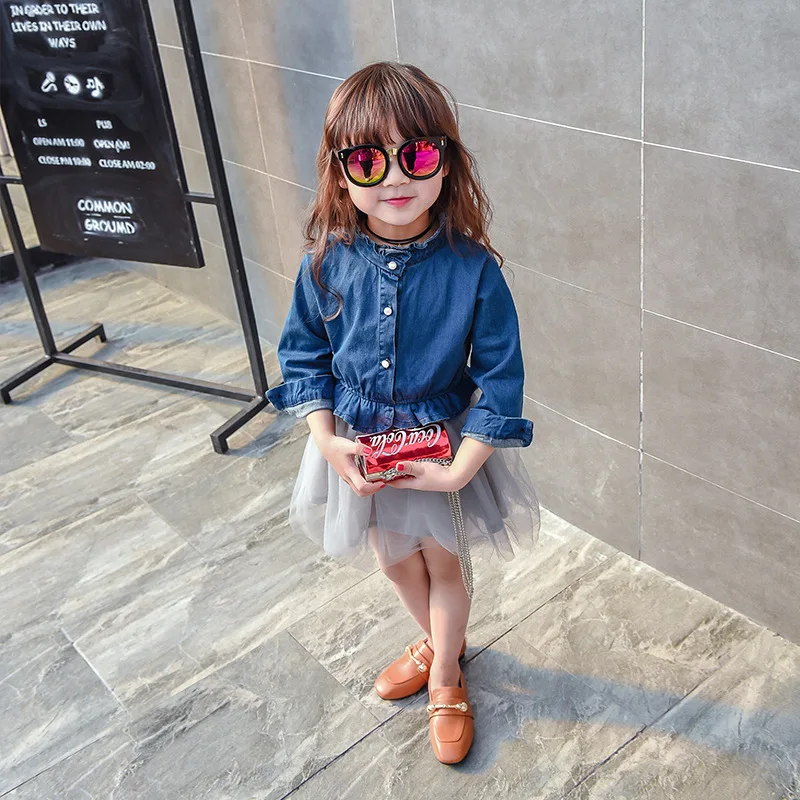 Девушка Джинсовые Dress2017Spring и AutumnKids Девушки Одежду для Первого Дня Рождения