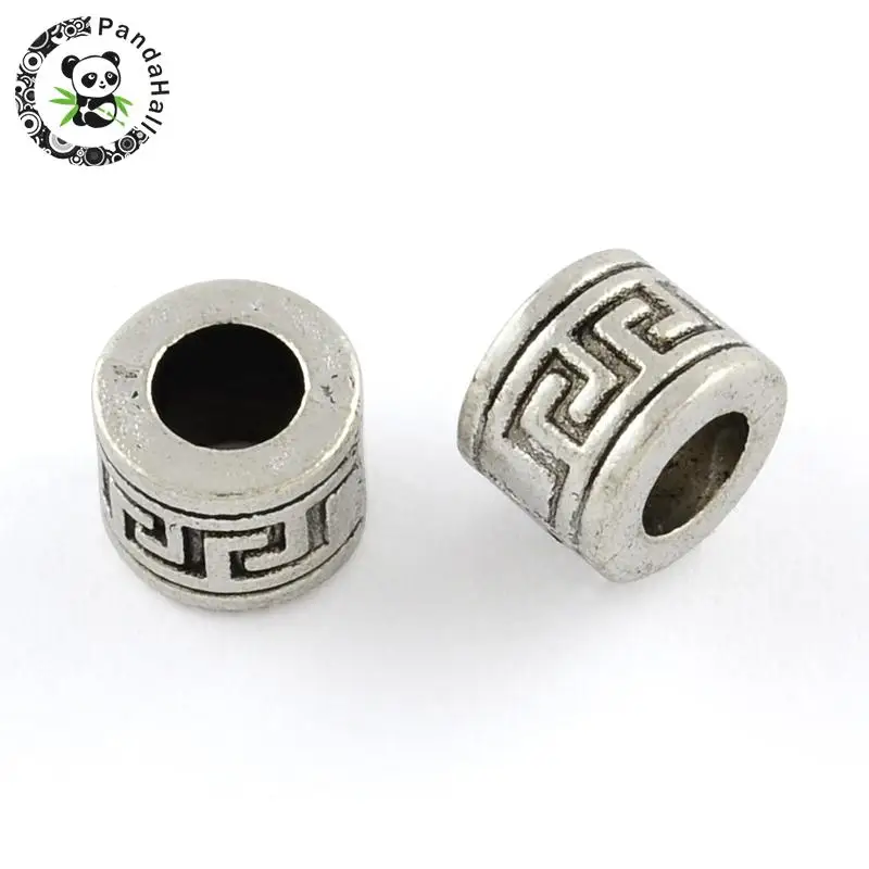 

Tibetan Style Zinc Alloy Column European Beads, Lead Free & Cadmium Free, Antique Silver, 8.5x6.7mm, Hole: 4.7mm; about