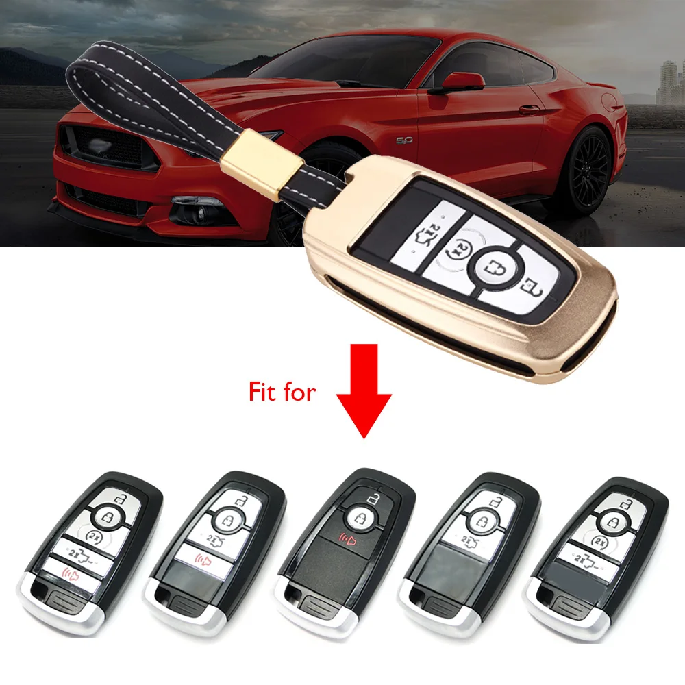 Aluminum Alloy Car Key Case For Ford Mendeo Fusion Edge Expedition F-150 F-250 F-350 Smart Keyless Remote Fob Cover Keychain Bag