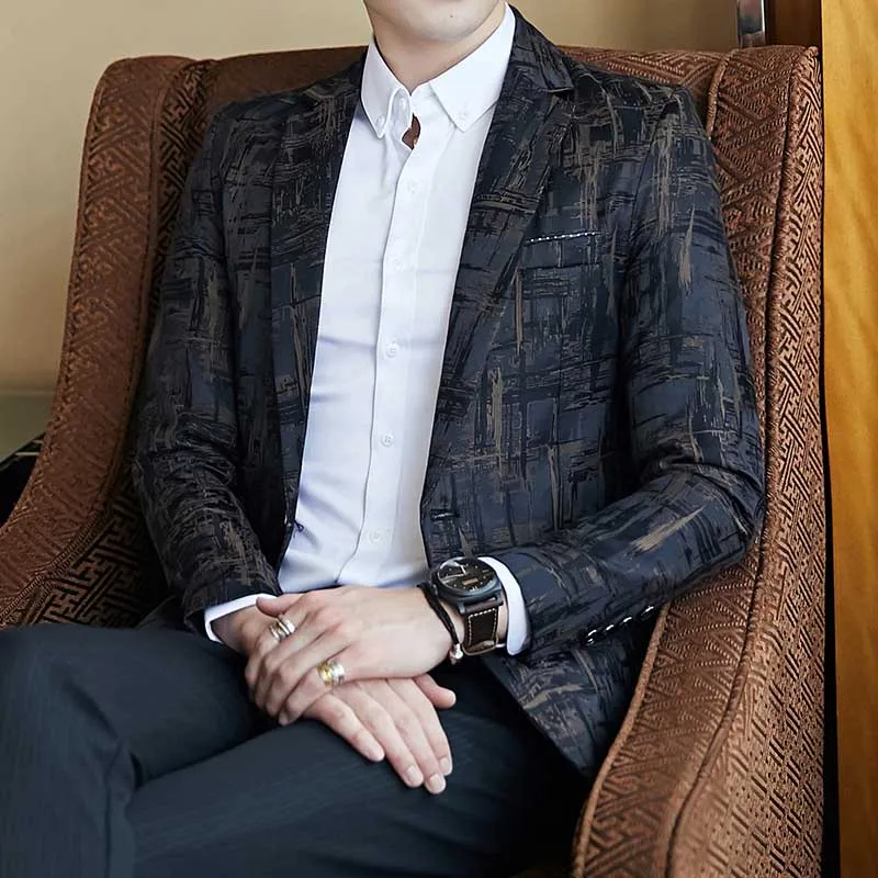 Пиджак Приталенный мужской в стиле ретро камуфляжный пиджак британском