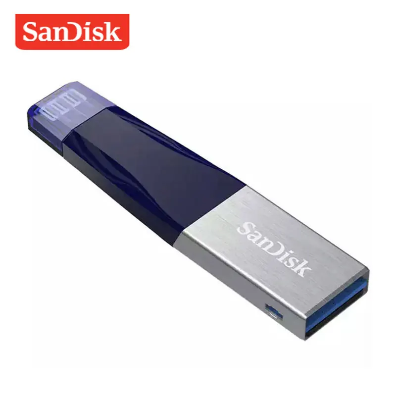 SanDisk USB флеш-накопитель 64 ГБ 128 ГБ флеш-накопитель USB 3,0 OTG HD карта памяти 90 м/с двойной интерфейс флешки для iPhone/iPad/iPod/PC