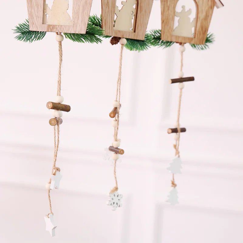Деревянные Подвески в виде дома Санты рождественские поделки украшения для елки