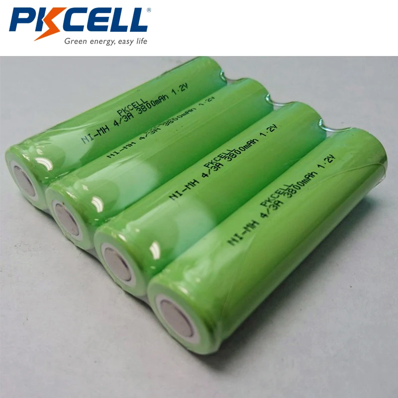 

4Pcs PKCELL 4/3A 1.2V NiMH Rechargeable Battery 17670 18670 3800mAh Medical Device Processing Battery Pack