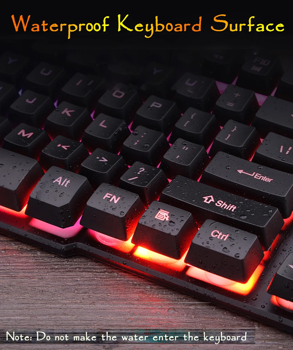 Клавиатура 108 клавиш RGB светодиодный с подсветкой USB Проводная для ноутбука компьютер эргономичная мембранная клавиатура