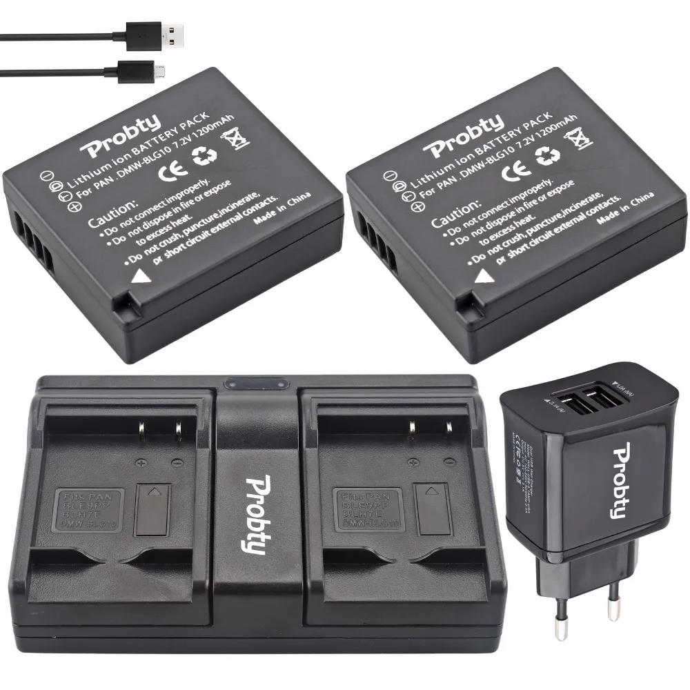 2 шт. DMW BLG10 ДМВ Батарея + USB Dual Зарядное устройство для цифрового фотоаппарата Panasonic