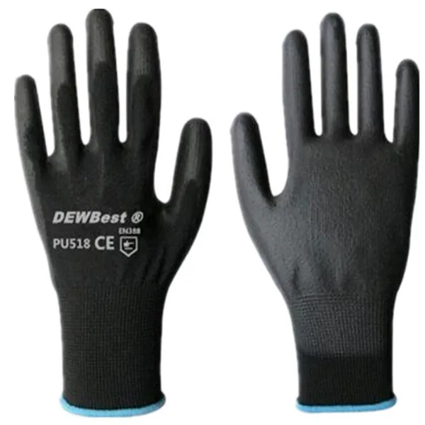 PU518 Black 1pairs DEWBest защитные рабочие перчатки pu рабочие перчатки имеют сертификаты CE EN388 repory 1 пар/лот - Цвет: PU518 Black 1pairs