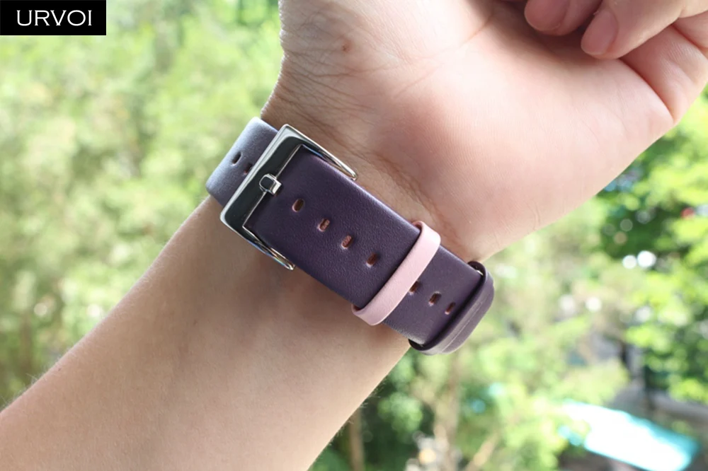 Ремешок URVOI для apple watch series 6 5 4 3 2 1 SE двойной цвет ремешок из натуральной кожи iwatch