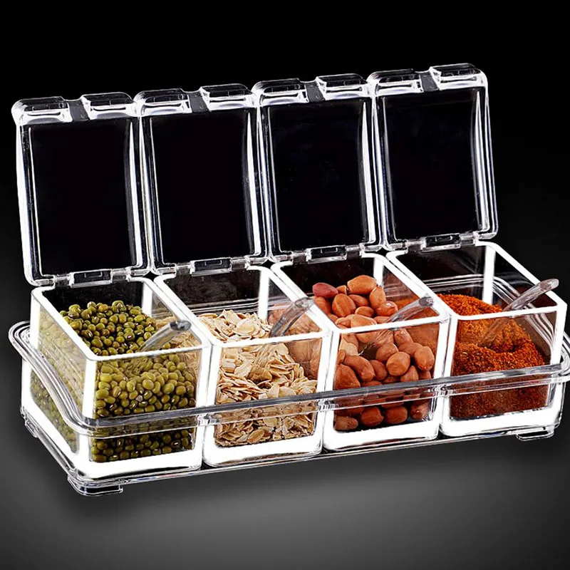 Прозрачная стойка для приправ искусственная 4 предмета стандартные банки