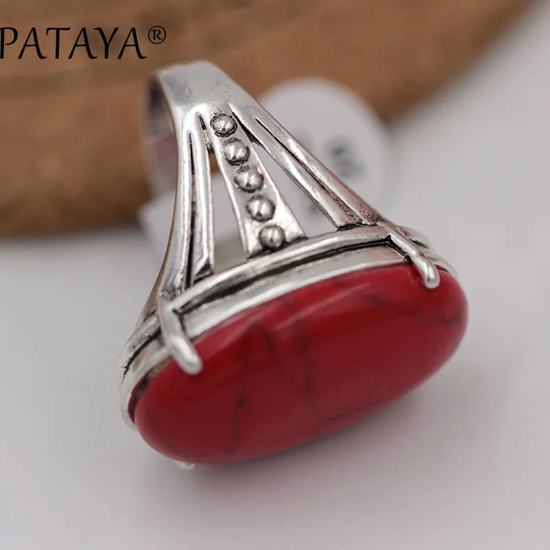 PATAYA, Новое поступление, древнее серебро, протертая Черная задняя часть, полый ювелирный набор, прекрасный натуральный камень тигра, большие серьги, набор колец, свадебный набор
