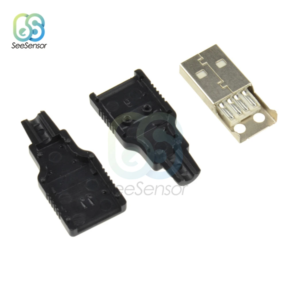 5 шт. 4 контактный Переходник USB 2 0 типа А папа с черной пластиковой