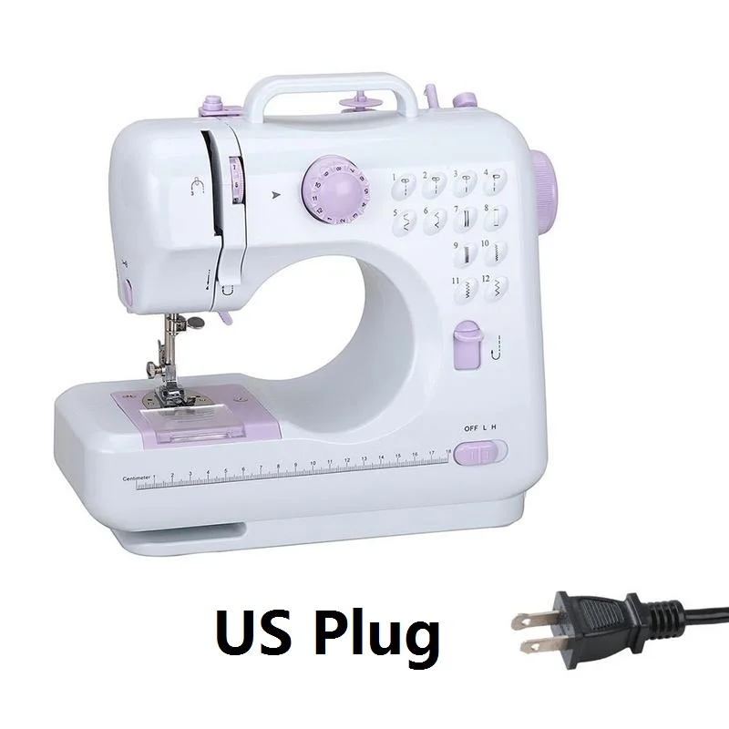 US Plug Мини 12 стежков швейная машина бытовая многофункциональная двойная нить и скорость свободный руки Крафт машина для починки США/Великобритания/ЕС вилка - Цвет: US Plug