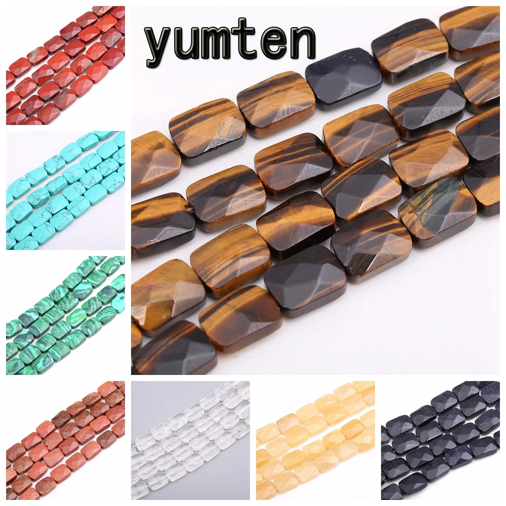 Yumten Квадратные бусины с тигровым глазом 8 мм* 12 мм бусы DIY ожерелье Бирюзовый Малахитовый топаз красные бусины из яшмы для изготовления украшений вручную подарок натуральные камни бисер для бисероплетения