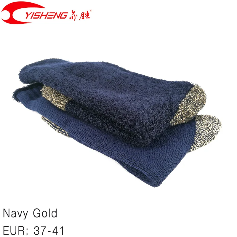Navy Gold EUR 37-41 YISHENG носки из мериносовой шерсти для мужчин и женщин высокое качество супер толстые и согревают для работы зимой - Цвет: Navy Gold EUR 37-41
