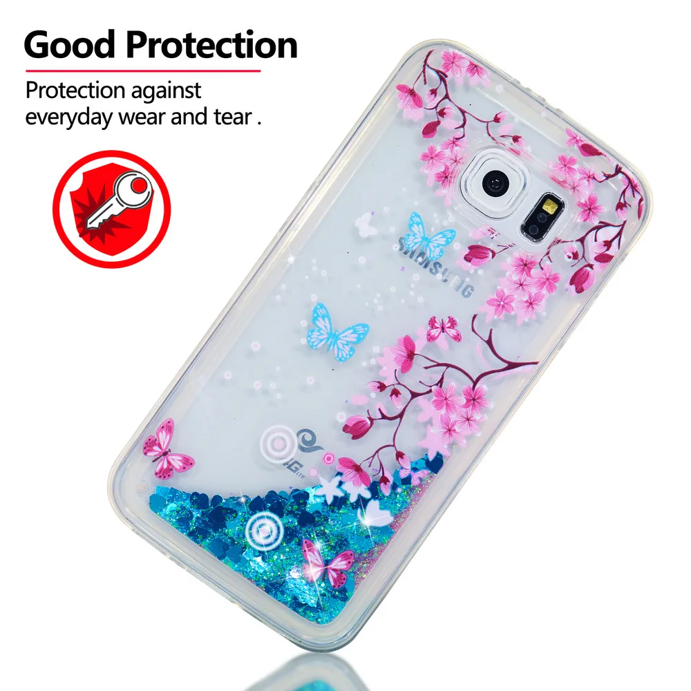 Облегающий чехол для Samsung Galaxy S6 блестящие звезды динамический зыбучий песок