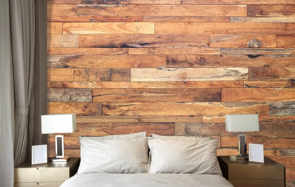 

[Self-Adhesive] 3D Popular Retro Style Wood Board 32 Wall Paper mural Wall Print Decal Wall Murals