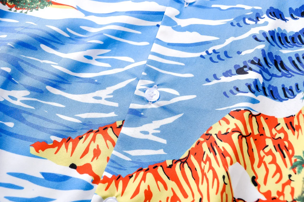 Флора пляж полный печати Алоха гавайская рубашка для мужчин короткий рукав хип