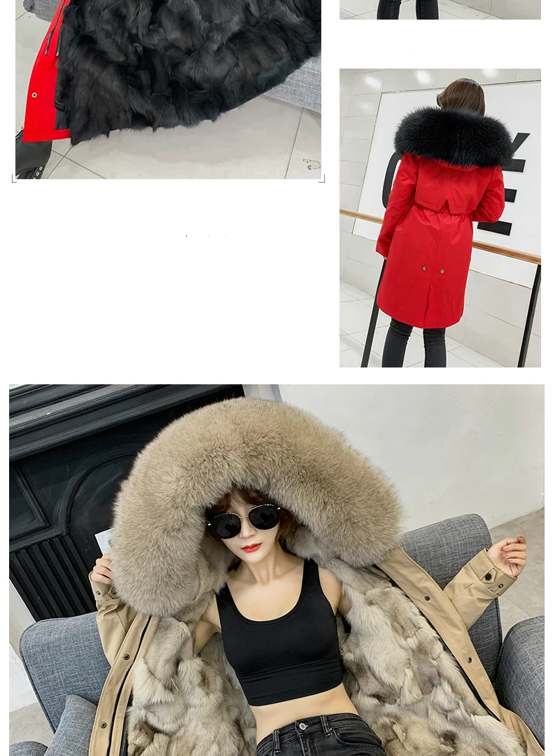OFTBUY пальто с натуральным мехом, зимняя куртка, Женская парка с натуральным лисьим мехом, тонкая Длинная Верхняя одежда, Толстая теплая уличная одежда, роскошная Повседневная Новинка