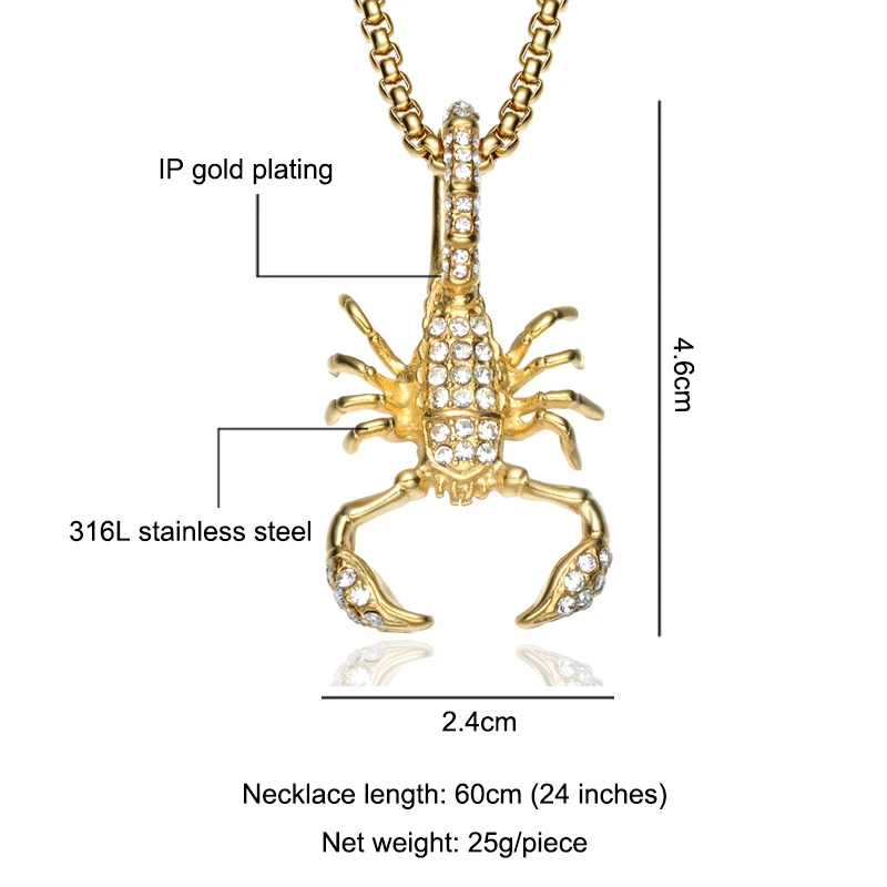 Хип хоп Bling Iced Out кубического циркония ожерелье в виде животного титана из
