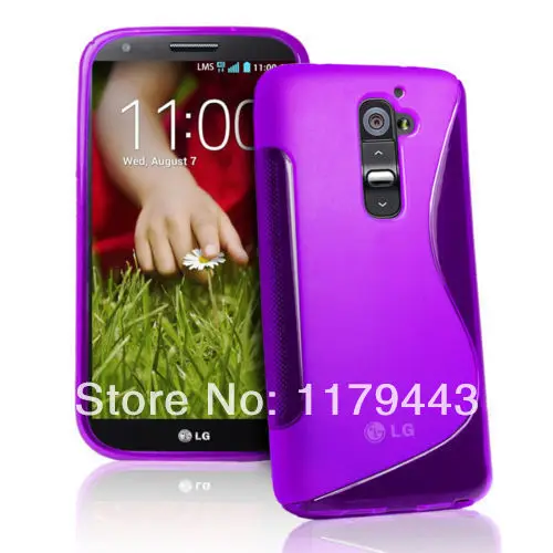 Wholesale 5 sets/lot S Line Wave Gel Case Cover For LG G2 D802 + Screen Protector Free Shipping |