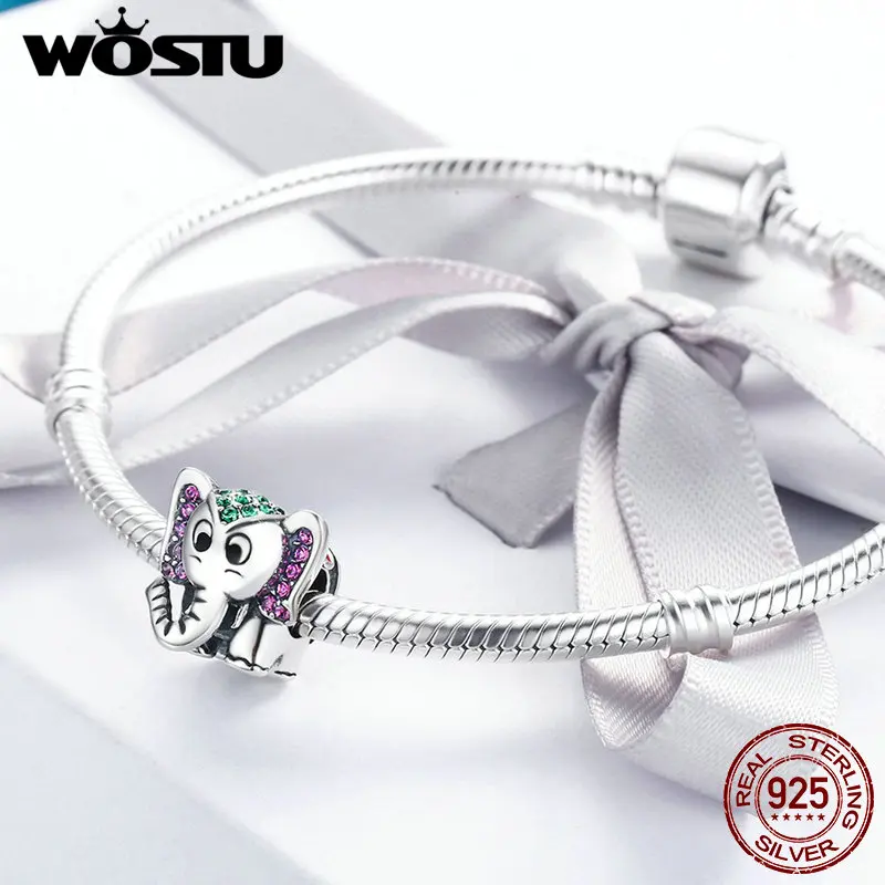 WOSTU Hot Sale 925 Sterling Silver Lucky Elephant Animal Beads Fit Original WST Charm Bracelet Lovely Jewelry Gift DXC200 | Украшения и